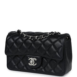 Chanel Mini Classic Flap Rectangle Black Lambskin Silver Hardware