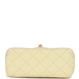 Chanel Mini Camellia Crush Square Flap Yellow Lambskin Antique Gold Hardware