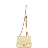 Chanel Mini Camellia Crush Square Flap Yellow Lambskin Antique Gold Hardware