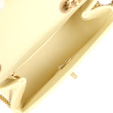 Chanel Camellia Crush Mini Square Flap Yellow Lambskin Antique Gold Hardware