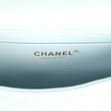 Chanel Mini Square Pearl Flap Bag Light Blue Iridescent Lambskin Brushed Gold Hardware