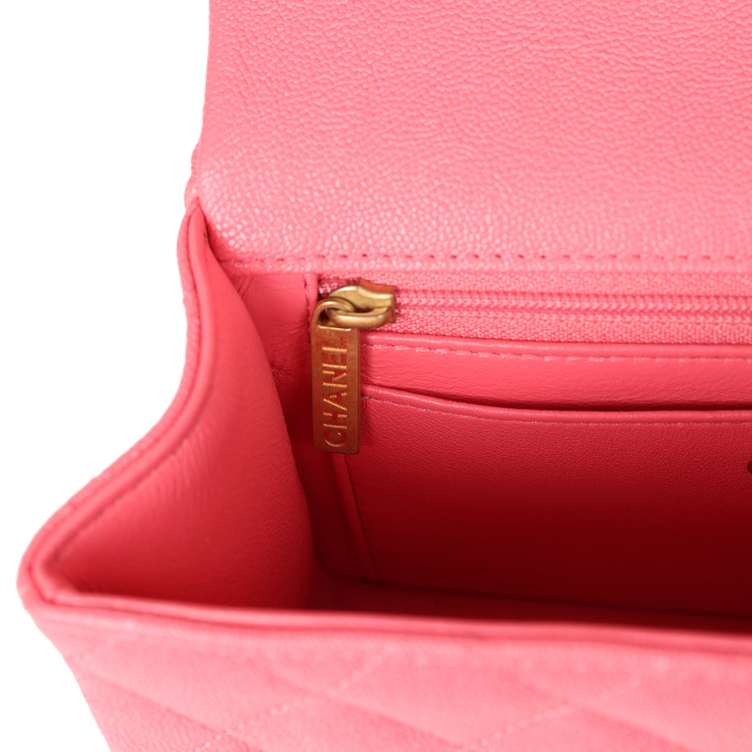 CC 25P Mini Flap Bag 20cm Top Handle Pink Calfskin Gold Hardware
