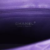 Chanel Mini Rectangular Flap Dark Purple Lambskin Silver Hardware