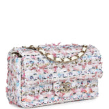 Chanel Mini Rectangular Flap Bag White/Pink/ Multicolored Tweed Light Gold Hardware