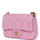 Chanel Mini Sweetheart Crush Square Flap Bag Pink Caviar Aged Gold Hardware