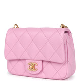 Chanel Mini Sweetheart Crush Square Flap Bag Pink Caviar Aged Gold Hardware