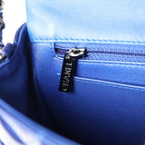 Pre-owned Chanel Mini Rectangular Flap Bag Blue Patent Ruthenium Hardware