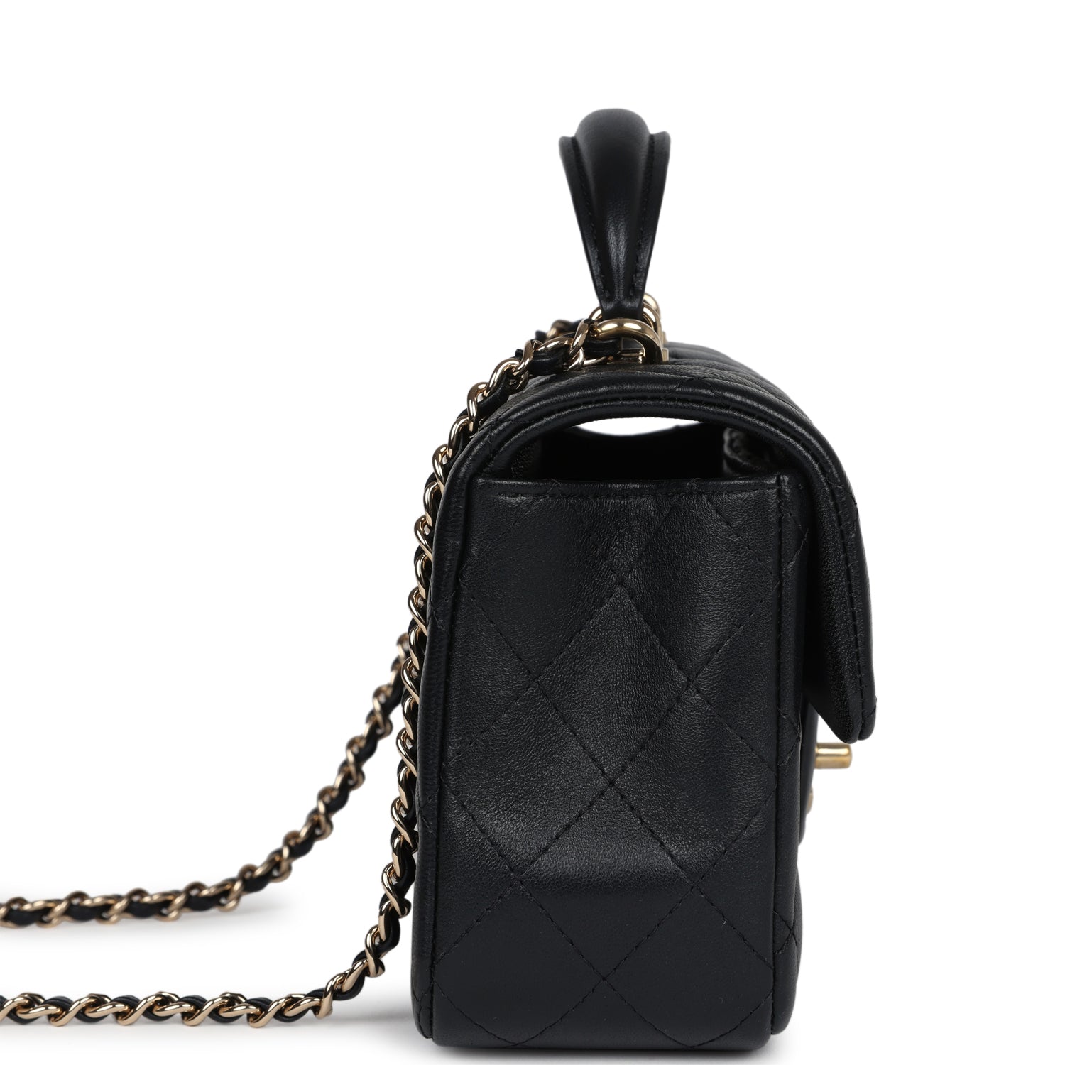 Pre-owned Chanel Mini Rectangular Flap with Top Handle Black Lambskin