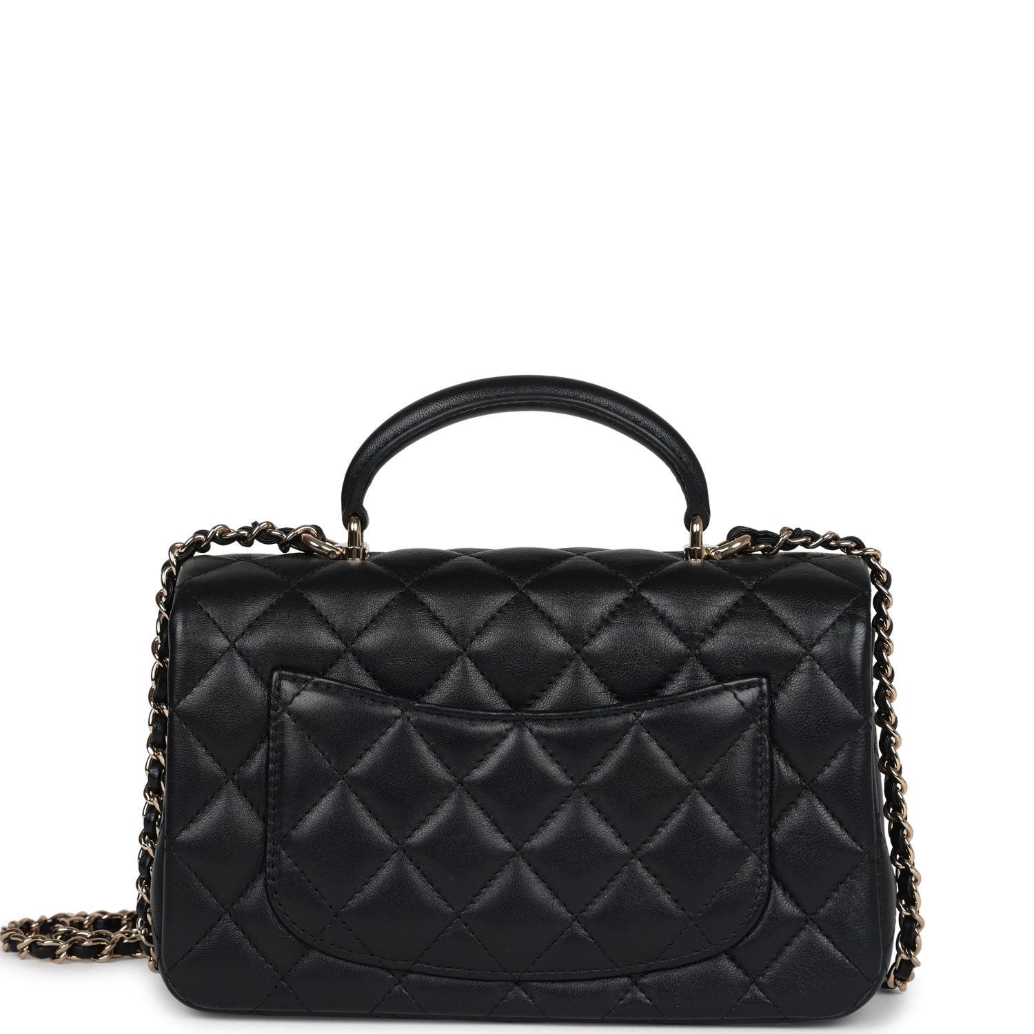 Pre-owned Chanel Mini Rectangular Flap with Top Handle Black Lambskin