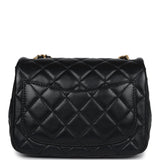 Chanel Mini Square Pearl Crush Flap Bag Black Lambskin Anitque Gold Hardware