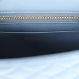 Chanel Mini Square Pearl Crush Flap Blue Lambskin Antique Gold Hardware