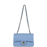 Chanel Mini Rectangular Flap Bag Light Blue Lambskin Light Gold Hardware