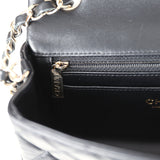 Pre-owned Chanel Mini Rectangular Flap Black Lambskin Light Gold Hardware