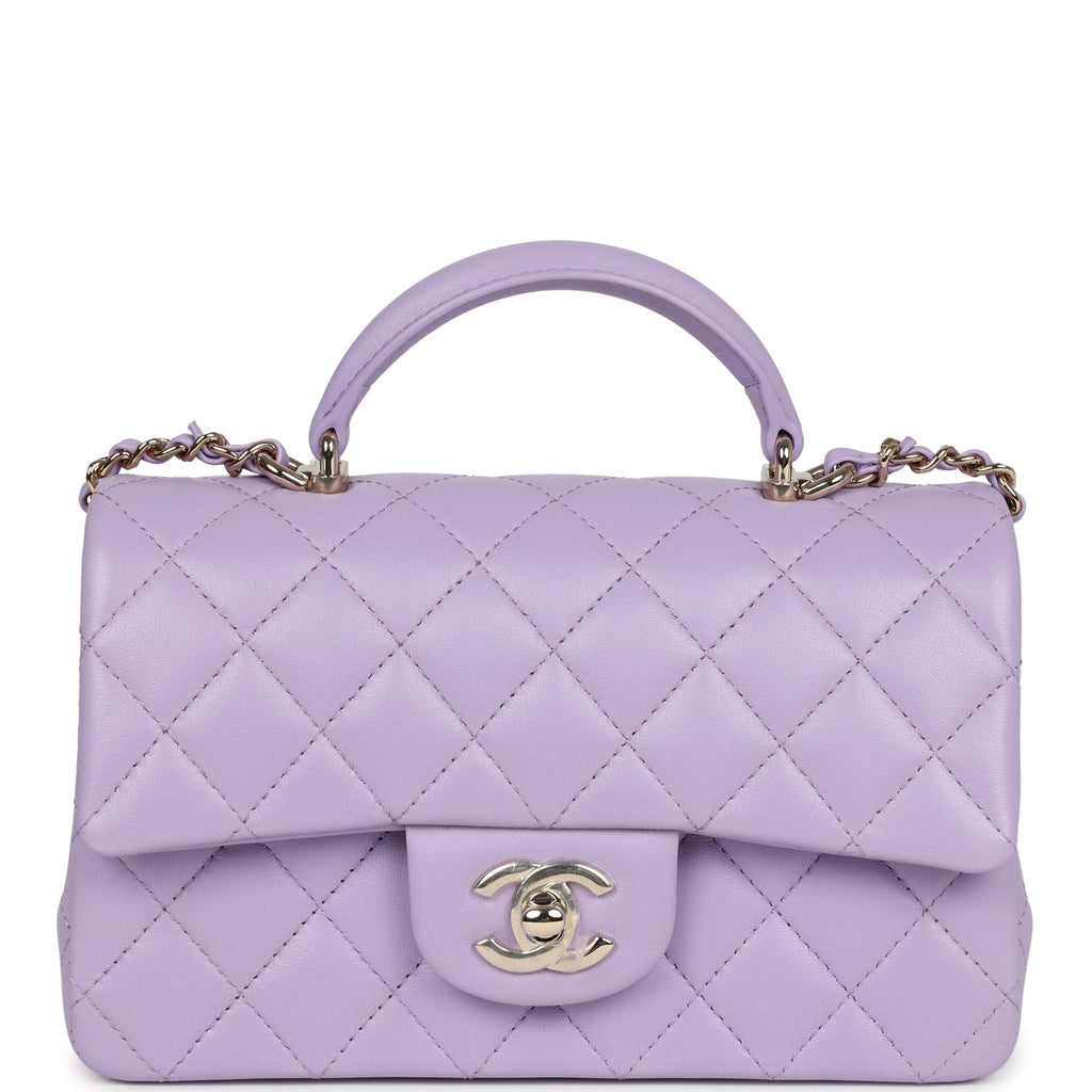 Chanel Mini Rectangular Flap Bag with Top Handle Lilac Lambskin Light