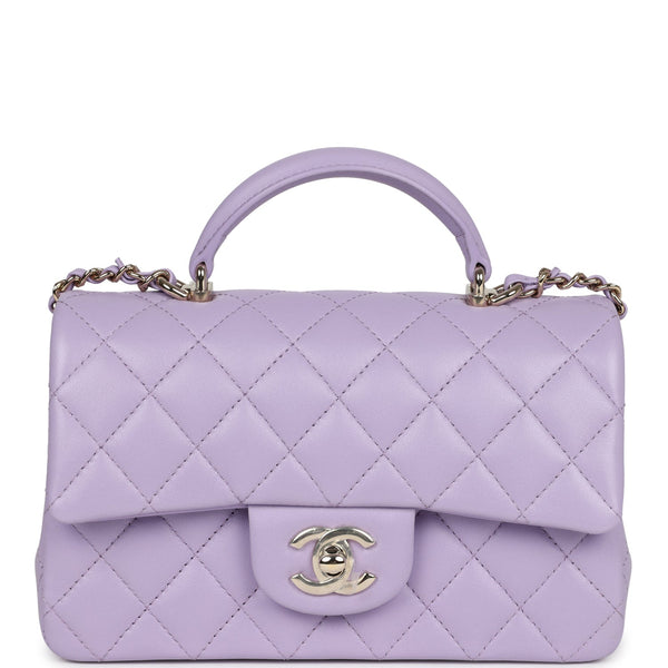 Chanel Mini Rectangular Flap Bag with Top Handle Lilac Lambskin Light ...