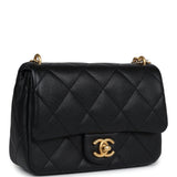 Chanel Mini Sweetheart Crush Square Flap Bag Black Caviar Antique Gold Hardware