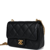 Chanel Mini Sweetheart Crush Square Flap Bag Black Caviar Antique Gold Hardware