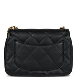 Chanel Mini Sweetheart Crush Square Flap Bag Black Caviar Antique Gold Hardware