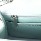 Chanel Mini Classic Square Flap Bag Blue Iridescent Calfskin Silver Hardware