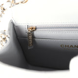 Chanel Mini Chevron Square Flap Bag Light Grey Lambskin Light Gold Hardware