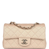 Chanel Mini Rectangular Flap Bag Iridescent Beige Lambskin Light Gold Hardware