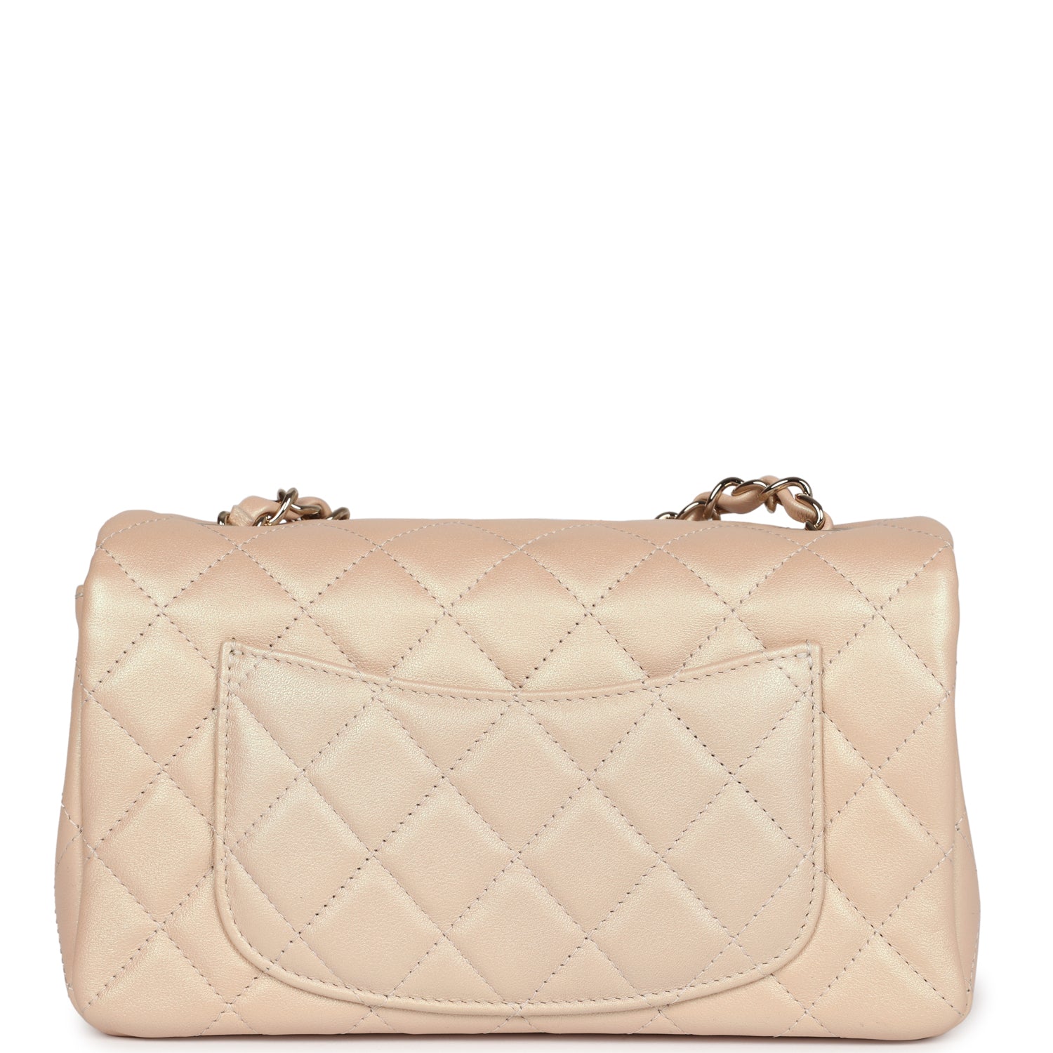 Chanel Mini Rectangular Flap Bag Iridescent Beige Lambskin Light Gold ...