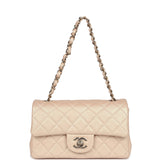 Chanel Mini Rectangular Flap Bag Iridescent Beige Lambskin Light Gold Hardware