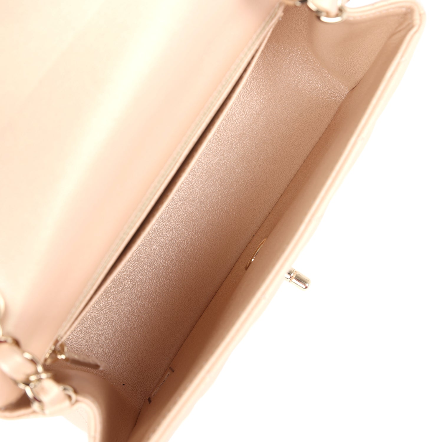 Chanel Mini Rectangular Flap Bag Iridescent Beige Lambskin Light Gold