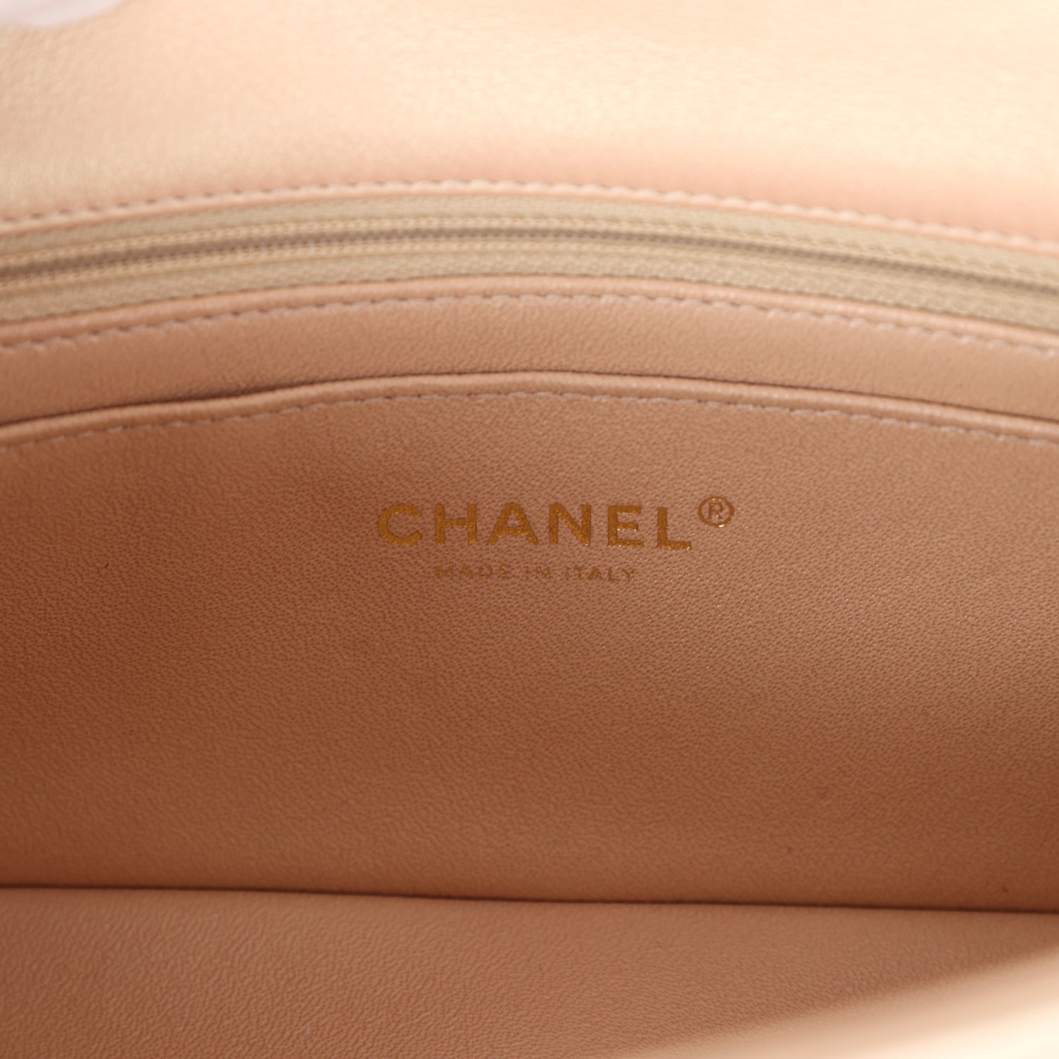 Chanel Mini Rectangular Flap Bag Iridescent Beige Lambskin Light Gold