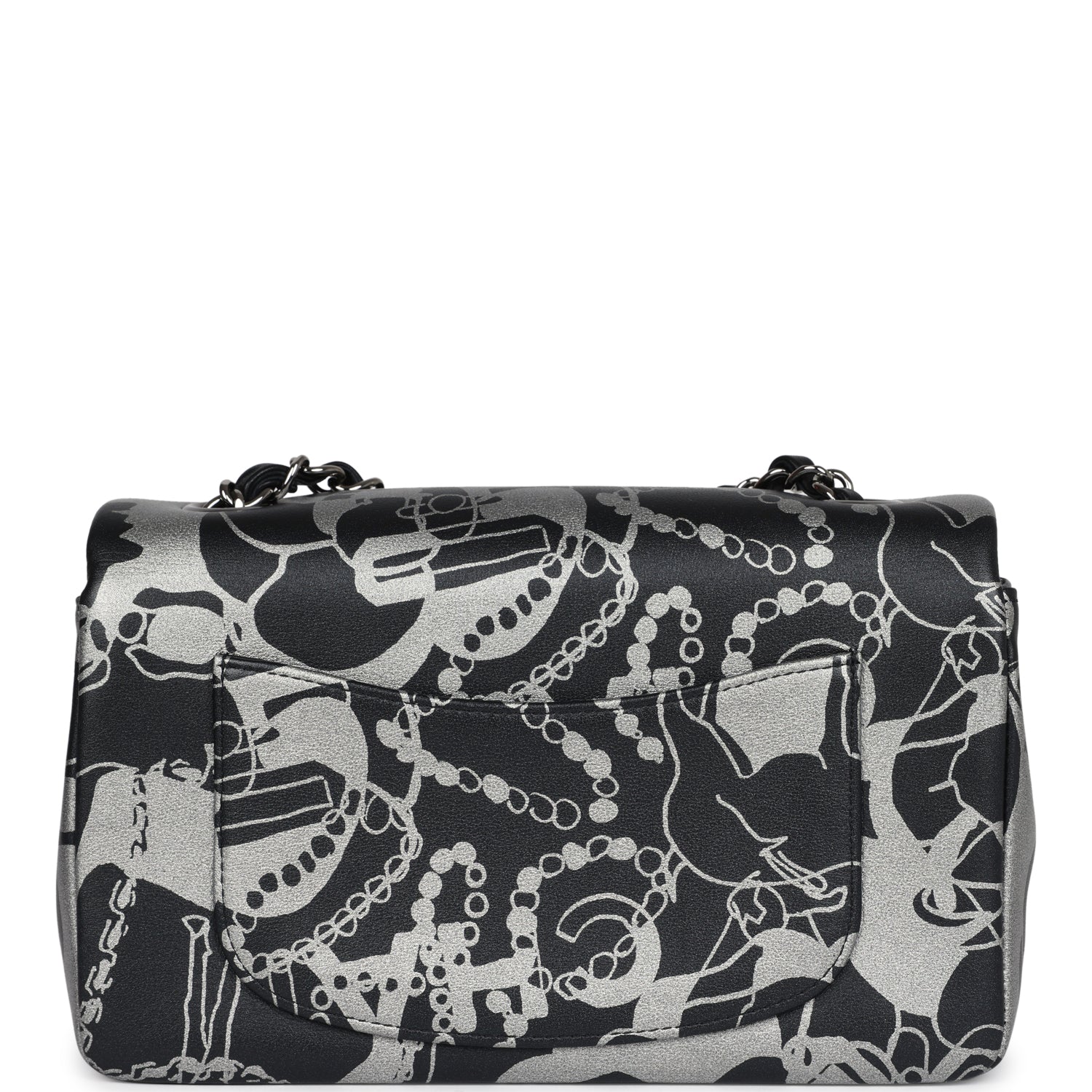 MINI RECTANGLE FLAP BAG TOP HANDLE 20CM WHITE LAMBSKIN SILVER HARDWARE
