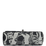 Chanel Mini Rectangular Flap Bag Black and Silver Printed Lambskin Ruthenium Hardware