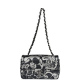 Chanel Mini Rectangular Flap Bag Black and Silver Printed Lambskin Ruthenium Hardware