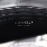 Chanel Mini Rectangular Flap Bag Black and Silver Printed Lambskin Ruthenium Hardware