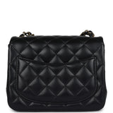 Chanel Mini Classic Square Flap Bag Black Lambskin Light Gold Hardware