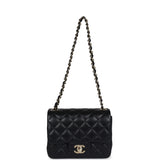 Chanel Mini Classic Square Flap Bag Black Lambskin Light Gold Hardware