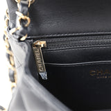 Chanel Mini Classic Square Flap Bag Black Lambskin Light Gold Hardware