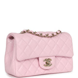Chanel Mini Classic Rectangular Flap Bag Light Pink Lambskin Light Gold Hardware