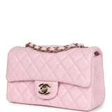 Chanel Mini Classic Rectangular Flap Bag Light Pink Lambskin Light Gold Hardware