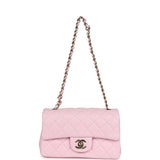 Chanel Mini Classic Rectangular Flap Bag Light Pink Lambskin Light Gold Hardware