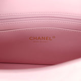 Chanel Mini Classic Rectangular Flap Bag Light Pink Lambskin Light Gold Hardware