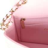 Chanel Mini Classic Rectangular Flap Bag Light Pink Lambskin Light Gold Hardware