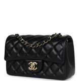 Chanel Mini Classic Rectangular Flap Bag Black Lambskin Light Gold Hardware