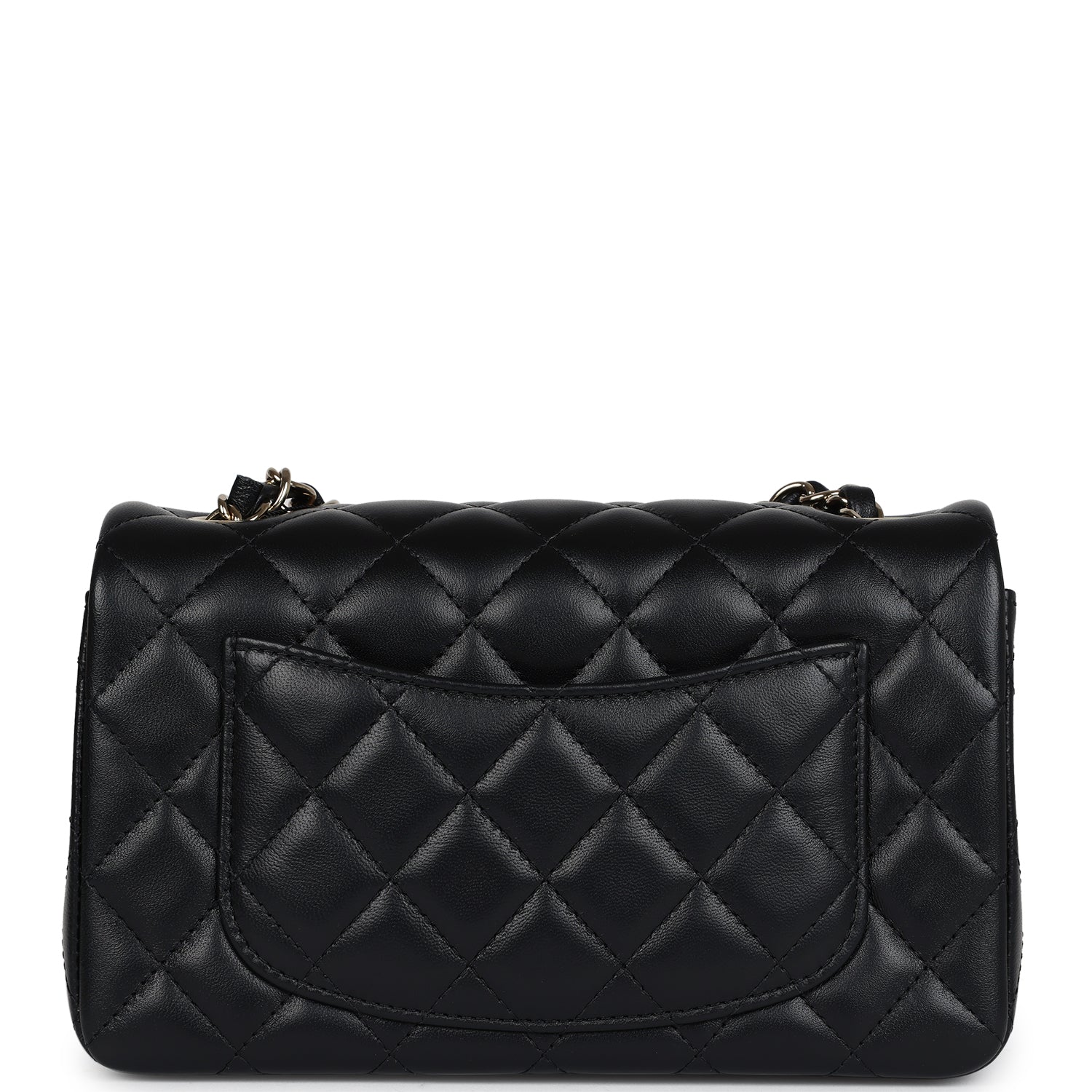 Chanel Mini Classic Rectangular Flap Bag Black Lambskin Light Gold Har