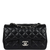 Chanel Mini Classic Rectangular Flap Bag Black Lambskin Silver Hardware