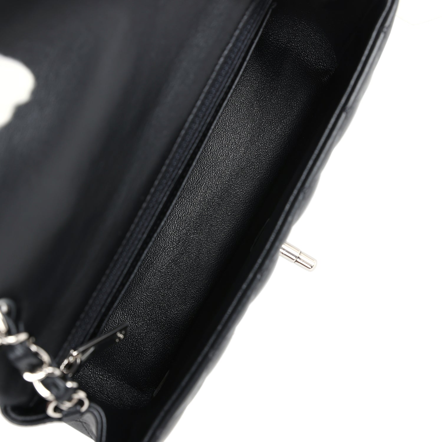FLAP BAG MINI RECTANGE 20CM SILVER METALIC CALFSKIN