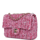 Chanel Mini Classic Rectangular Flap Bag Pink Tweed and Sequin Gold Hardware