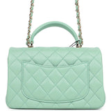 Chanel Mini Rectangular Flap with Top Handle Light Green Lambskin Light Gold Hardware