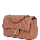 Chanel Mini Rectangular Flap Bag Caramel Lambskin Light Gold Hardware