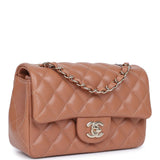 Chanel Mini Rectangular Flap Bag Caramel Lambskin Light Gold Hardware