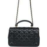 Chanel Mini Rectangular Top Handle Flap Bag Black Lambskin Light Gold Hardware